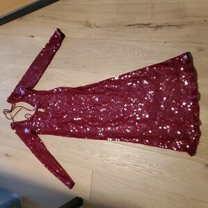 Bardot Red Verona Sequin Maxi Dress Size 4